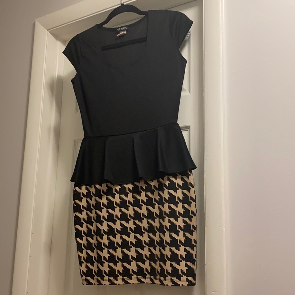 Peplum Houndstooth Dress